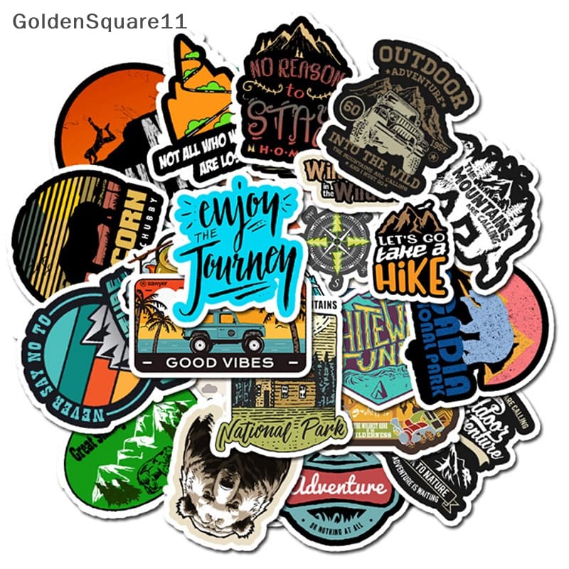 Goldensquare สติกเกอร์ ลายทิวทัศน์ ตั้งแคมป์ ผจญภัย กลางแจ้ง กระเป๋าเดินทาง แล็ปท็อป กีตาร์ 50 ชิ้น - รูปที่ 1