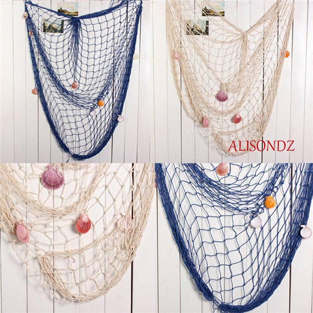 Alisondz ตาข่ายเปลือกหอย แฟชั่น ตกแต่งผนัง ธีมทะเล ปลาดาว พื้นหลัง ผนังทะเล ตกแต่งบ้าน - รูปที่ 1