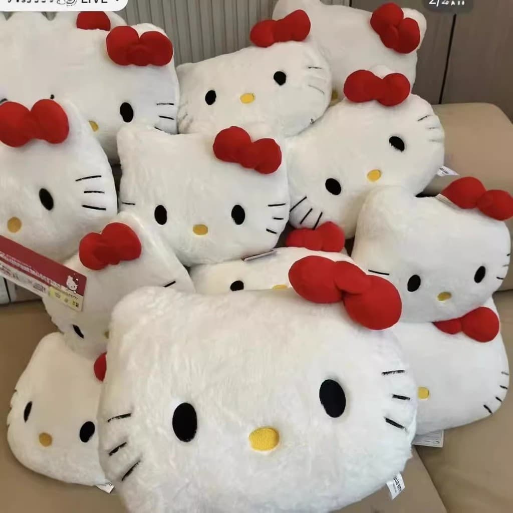 น่ารัก เคที แมว หัวใหญ่เบาะโซฟาโบว์สีแดงหัวแมวตุ๊กตาตุ๊กตาสาวการ์ตูนข้างเตียงโยนหมอน - รูปที่ 1