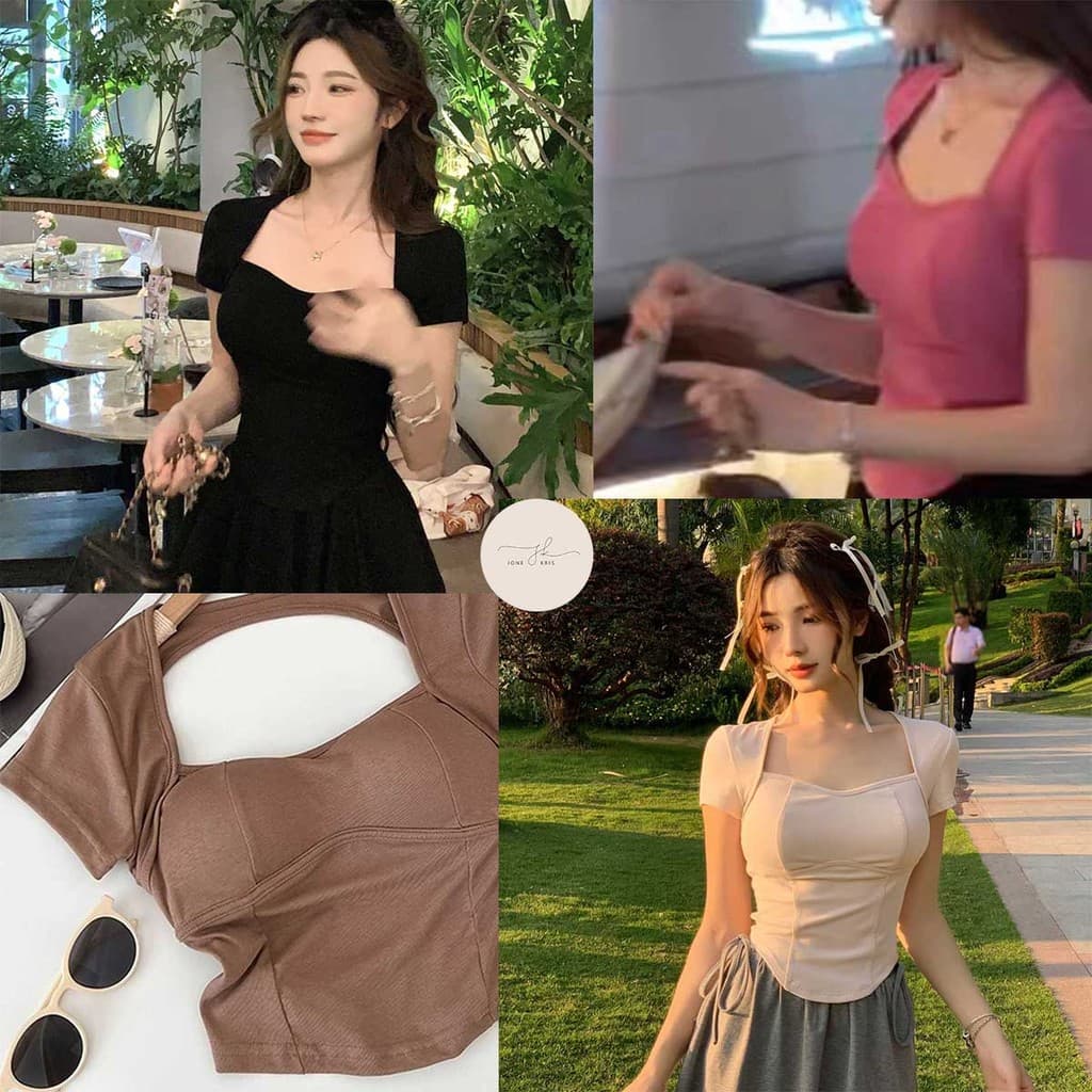 เสื้อครอปผู้หญิง คอ U ใส่สบาย ช่วยให้รูปร่างดูดี - รูปที่ 1