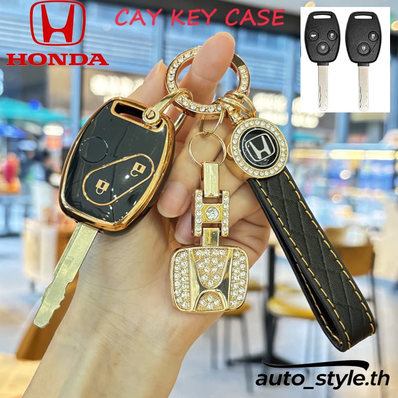 2/3 ปุ่ม เคสกุญแจรถ เหมาะสําหรับ Honda JAZZ / BRIO / CIVIC / CRV / ACCORD ขอบทอง ฝาครอบกุญแจ Honda - รูปที่ 1