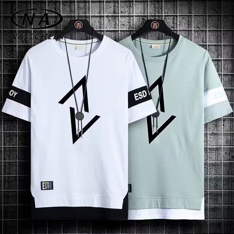 NALLCHEER M - 3XL เสื้อยืดผู้ชาย แขนสั้น ไซซ์ คอกลม สีขาว แฟชั่นฤดูร้อน สําหรับ สีดำ - รูปที่ 1