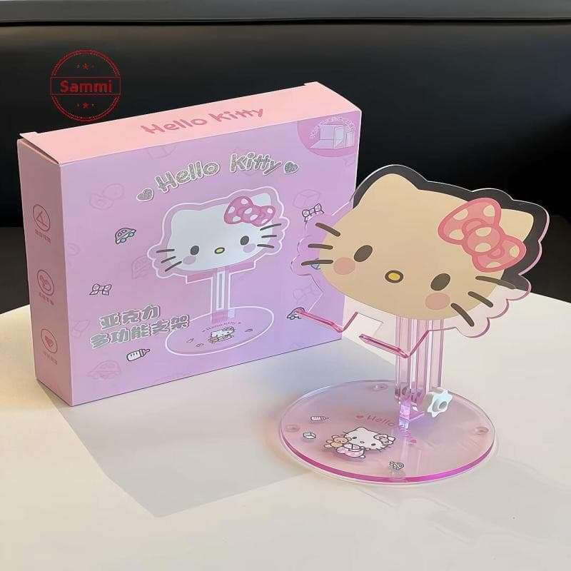 Sammi 1 ชิ้น Hello Kitty การ์ตูนขาตั้งเดสก์ท็อปแบบพับได้อะคริลิค Telescopic ขาตั้งโทรศัพท์เดสก์ท็อป Lazy แท็บเล็ตปรับ TH - รูปที่ 1