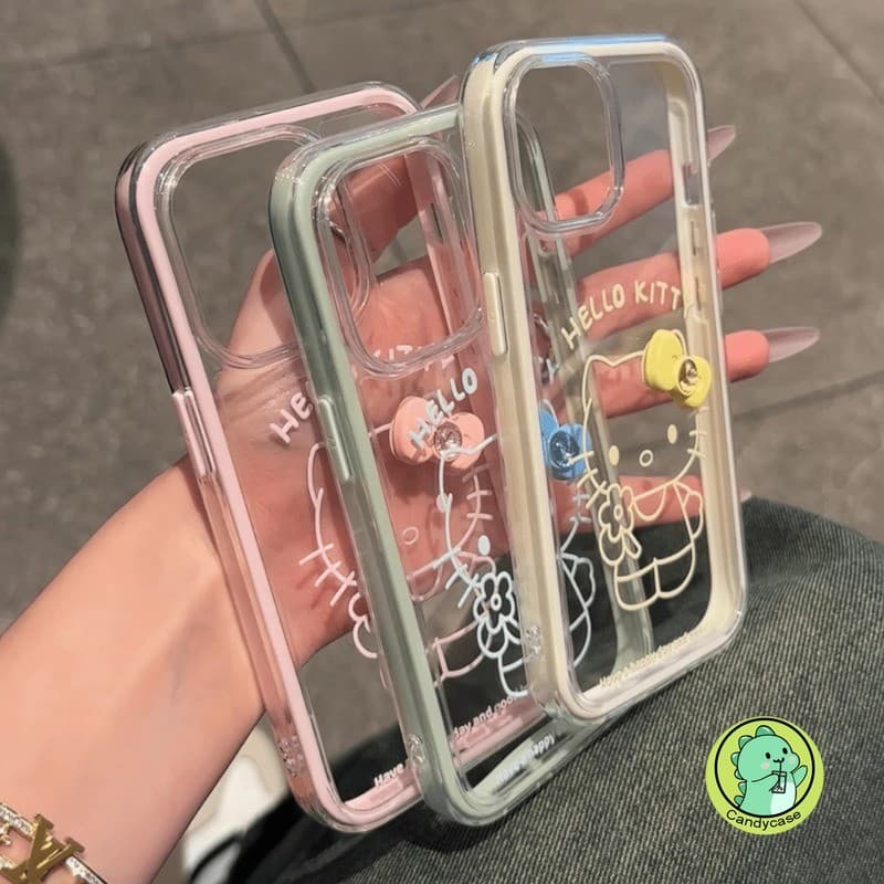 Insสไตล์สีCandyขอบสําหรับXiaomi 15 14 13 13T Pro Poco X7 X6 X5 X4 GT M6 M4 F7 F6 F5 Civi 4 3 Pro 5G 4Gหรูหราน่ารักการ์ตูนแมวKittyนุ่มเคสโทรศัพท์ใส - รูปที่ 1
