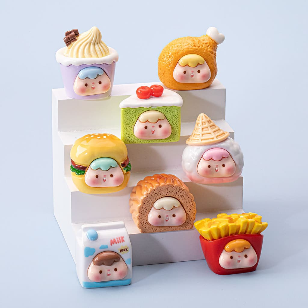 8PCS น่ารักเค้กนมแฮมเบอร์เกอร์อาหารเด็กเรซิ่น Charms สําหรับ DIY (7-283) - รูปที่ 1