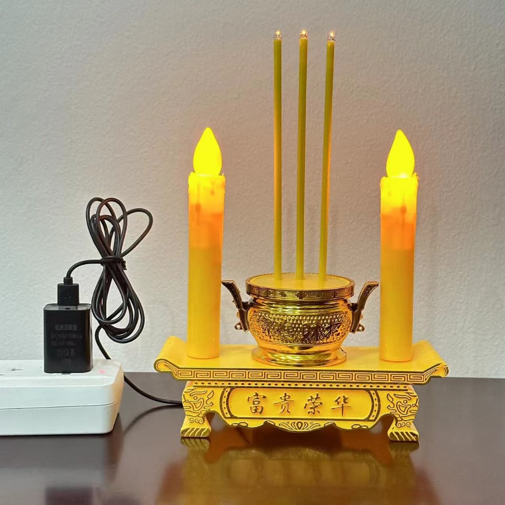 ชุดธูปเทียนไหว้เจ้าled กระถางธูปไฟฟ้า การใช้ปลั๊กไฟและอินเทอร์เฟซ USB ความยาวสายไฟ 1.5 เมตร - รูปที่ 1