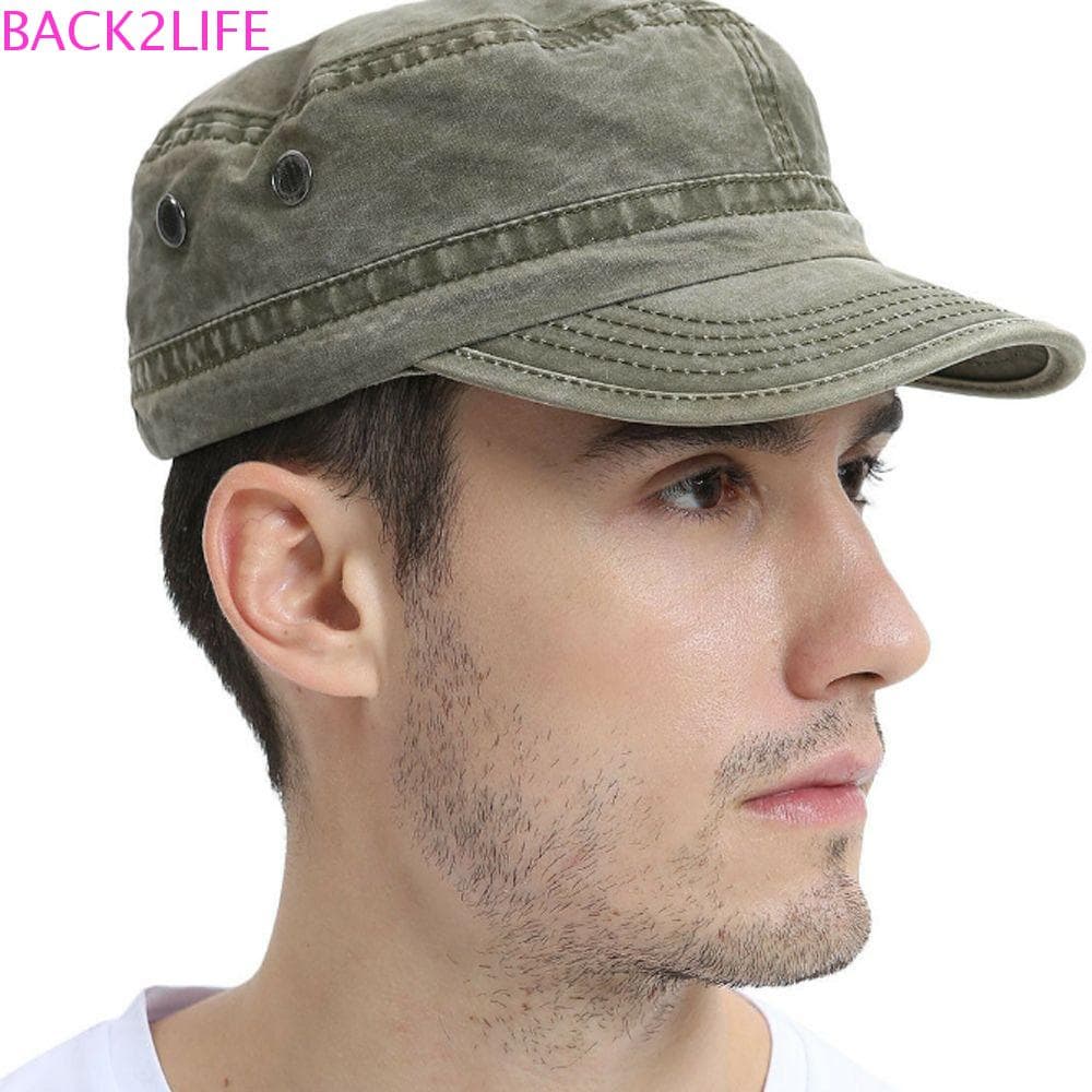Back2life หมวกทหาร สีพื้น คลาสสิก แบน ชาย วินเทจ โพลีเอสเตอร์ - รูปที่ 1