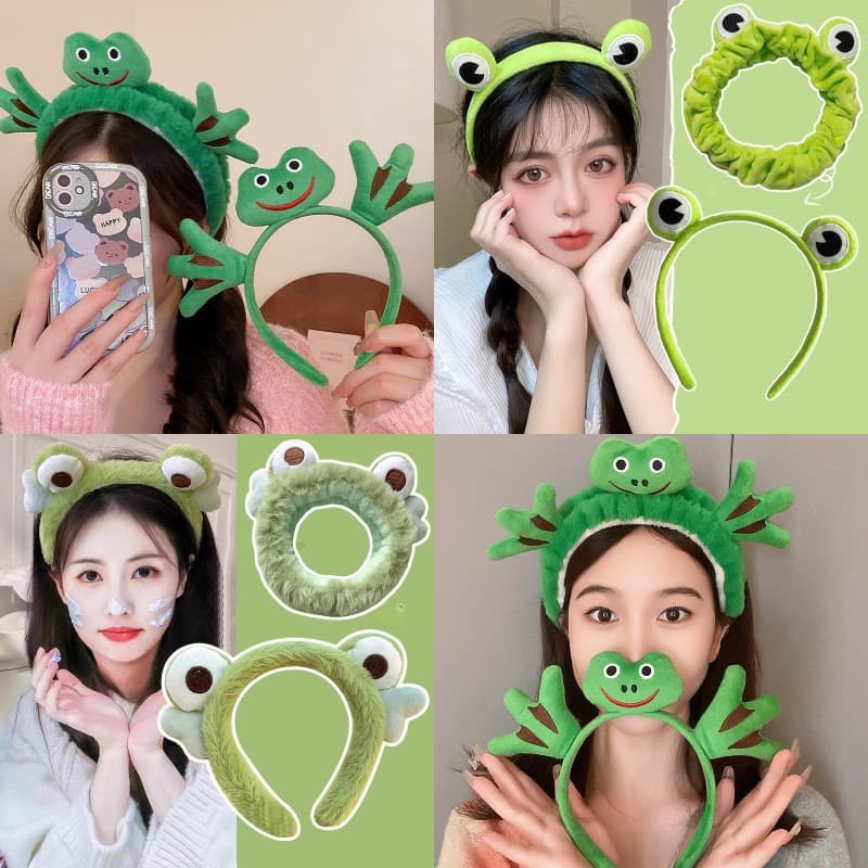 แฟชั่นเกาหลี ใหม่ สวยงาม น่ารัก ตาโต กบ เด็กผู้หญิง ล้างหน้า ที่คาดผม เครื่องประดับผม - รูปที่ 1