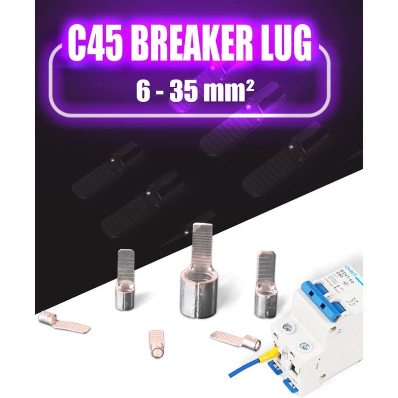 หางปลาต่อเบรกเกอร์ ทองแดง100% C45 PTBN DTLC  Pin Terminal เบอร์ 4 - 35 mm² Breaker Copper Cable Lug - รูปที่ 1