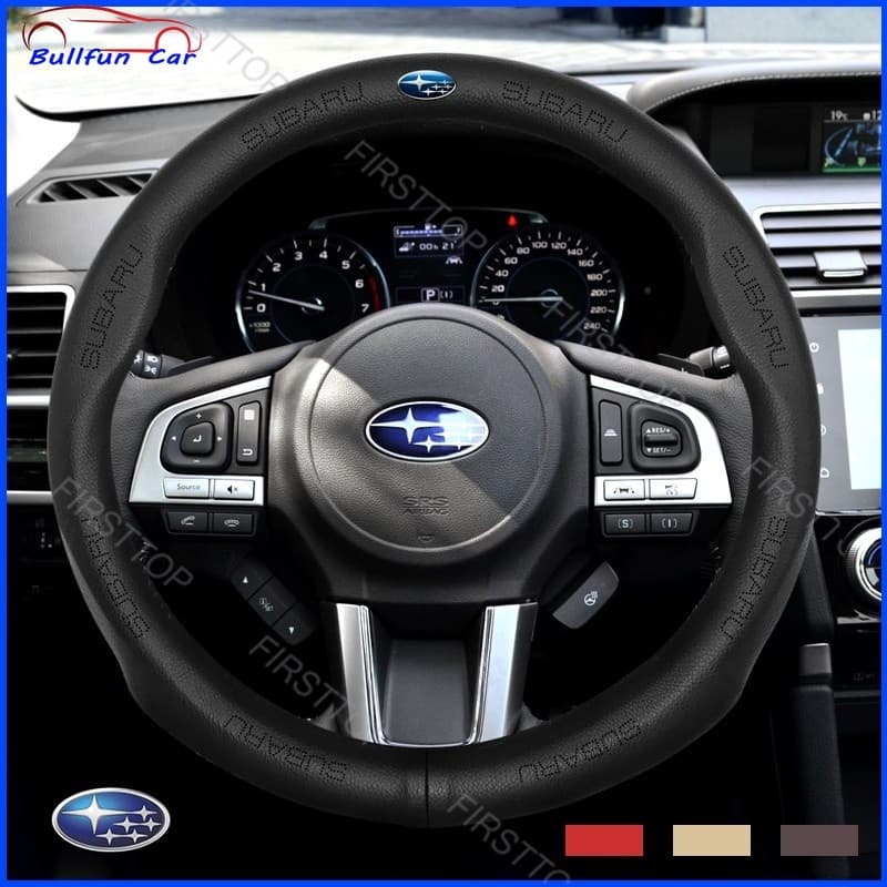 ปลอกหุ้มพวงมาลัยรถยนต์ หนังวัวแท้ ไม่มีกลิ่น สําหรับ Subaru XV Outback Forester WRX Levorg BRZ Imp - รูปที่ 1