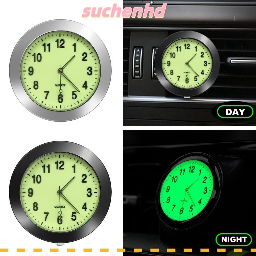 SUCHENHD นาฬิกาติดรถยนต์ 1 ชิ้น ตกแต่งภายในรถยนต์ แดชบอร์ดเรืองแสง เครื่องวัดอุณหภูมิ กลไกรถยนต์ - รูปที่ 1