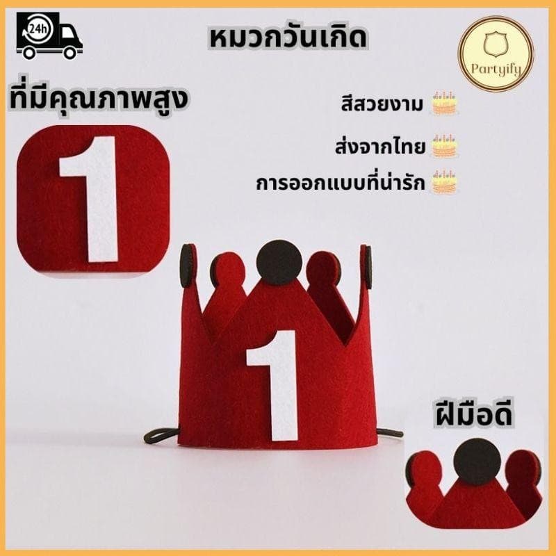 ส่งจากไทย หมวกวันเกิด หมวกปาร์ตี้ หมวกปาร์ตี้ หมวกตกแต่งเค้ก หมวกวันเกิดมินิ หมวก ใส่วันเกิด Happy Birthday - รูปที่ 1