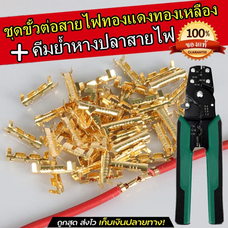 【ส่งจากประเทศไทย】 ชุดขั้วต่อสายไฟ 4.0 มม. 200 ชิ้น ทำจากทองเหลืองแท้ แข็งแรงทนทาน พร้อมฝาครอบพลาสติก เ - รูปที่ 1