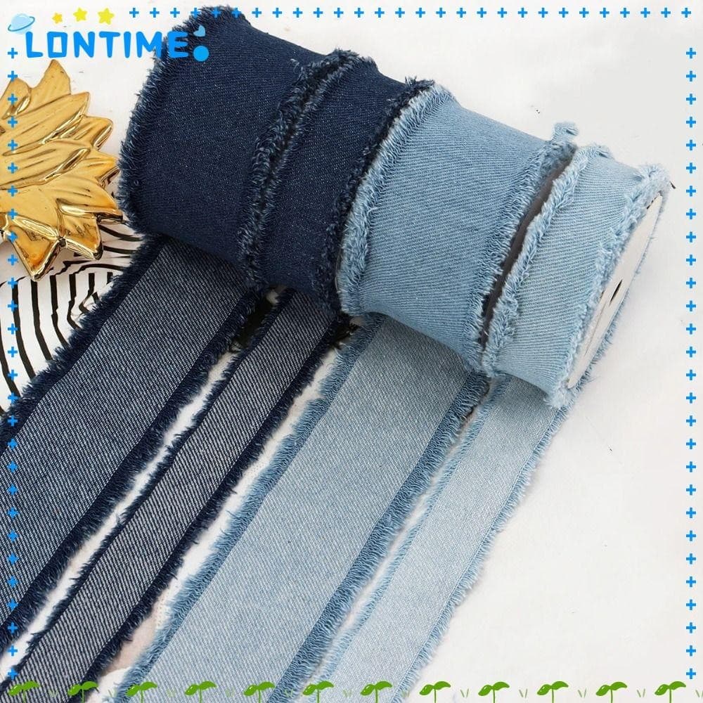 Lontime ริบบิ้นผ้ายีน 1.5 หลา สีพื้น สีฟ้า สไตล์คาวบอย สําหรับเย็บผ้า งานฝีมือ DIY - รูปที่ 1