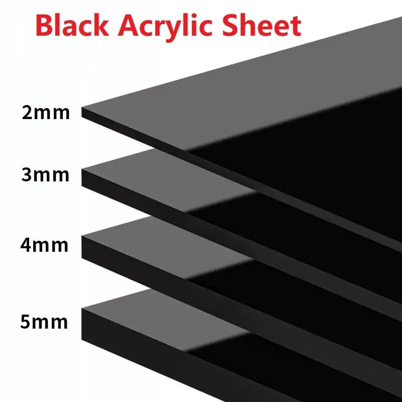 Glossy Black Acrylic Sheet Board Organic Glass Polymethyl  แผ่นอะคริลิคสีดําเคลือบเงาบอร์ดแก้วอินทรีย์โพลีเมทิล เมทาคริเลต 2 มม. ~ 10 มม. ความหนา - รูปที่ 1