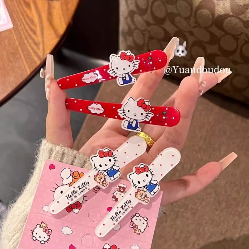 กิ๊บติดผมลายการ์ตูน Hello Kitty น่ารัก Y2k คลิปหน้าม้าหวานสําหรับผู้หญิง - รูปที่ 1