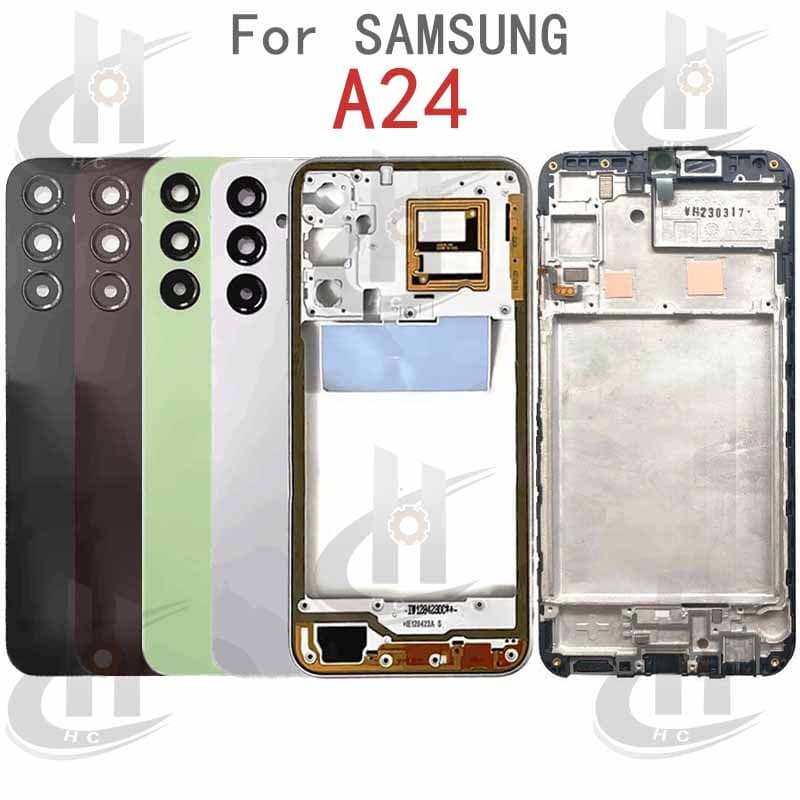 สําหรับ Samsung Galaxy A24 4G A245 A245F แบตเตอรี่ฝาหลังกรอบกลาง + ปุ่ม + กรอบด้านหน้า LCD + เลนส์กรอบกล้อง - รูปที่ 1