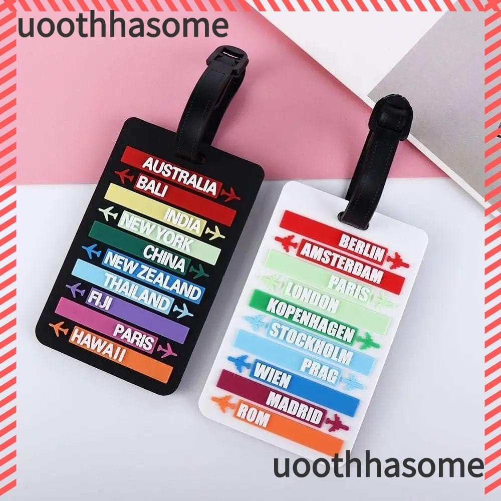 Uothhasome กระเป๋าเดินทางแท็ก, ตัวอักษรผู้ถือที่อยู่ PVC Baggage Label, Travel Accessories Country Name Boarding Tag ชื่อ ID Tag - รูปที่ 1