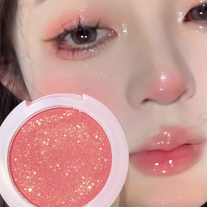 Pure and delicate blush for contouring, brightening and whitening, monochromatic eyeshadow~#韩女高嫩妹色!纯欲细闪腮红修容提亮显白低饱和单色眼影学生胭脂~ - รูปที่ 1
