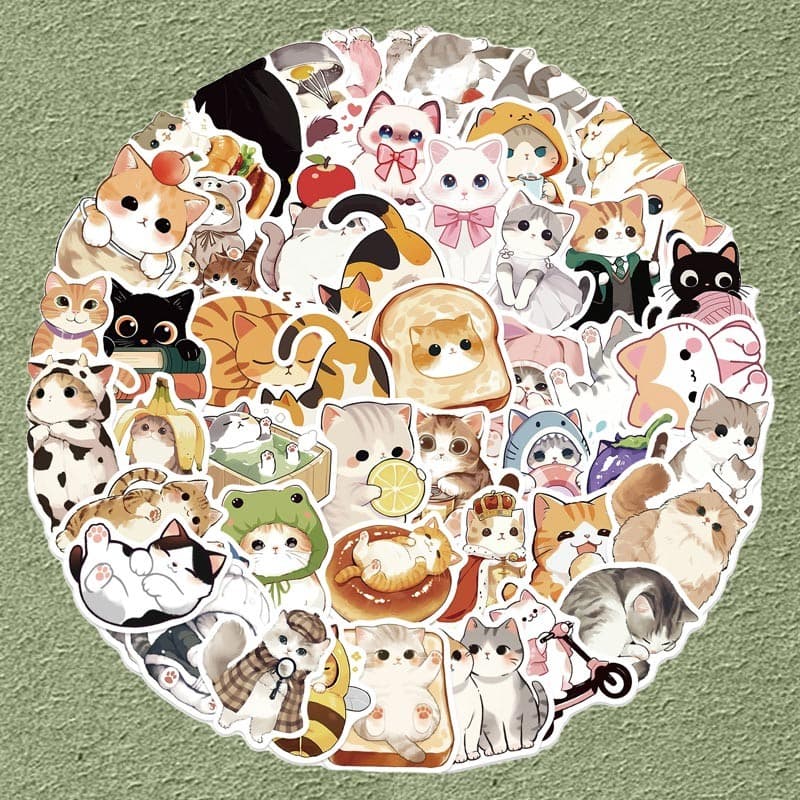 50ชิ้นสติ๊กเกอร์แมวน่ารักกันน้ําสําหรับเด็กบัญชีมือโทรศัพท์แล็ปท็อปขวดน้ําโน๊ตบุ๊คสติ๊กเกอร์ - รูปที่ 1
