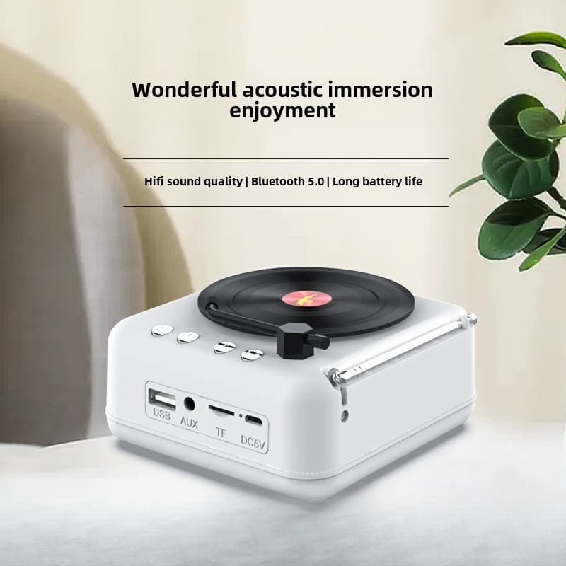 Influencer Atomic Vinyl Record Player ลําโพงบลูทูธ Creative Retro Gramophone Audio Radio - รูปที่ 1
