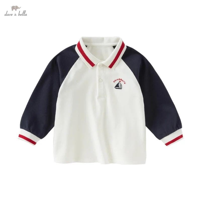 Dave Bella เสื้อ polo เสื้อยืดเด็ก แขนยาว แฟชั่นฤดูใบไม้ร่วง ใส่สบายๆ DB1250779 - รูปที่ 1
