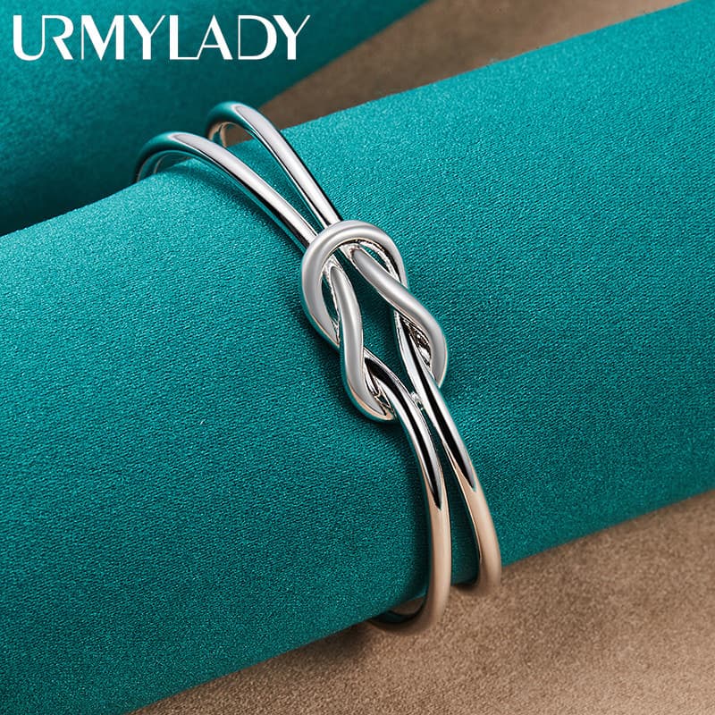 Urmylady ร้อน 925 เงินสเตอร์ลิง Knot กําไลข้อมือสร้อยข้อมือผู้หญิง Elegant ปรับเครื่องประดับ Fine - รูปที่ 1