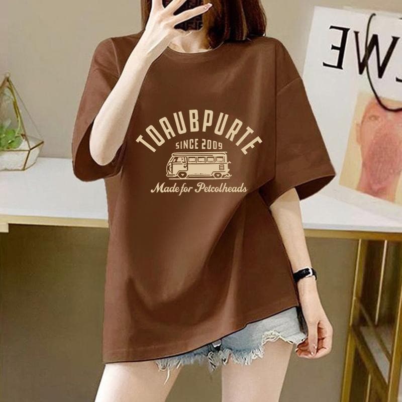 เสื้อผ้าสำหรับผู้หญิง เสื้อทีไซส์ใหญ่แขนสั้น ลายน่ารักและหวาน ไซส์ใหญ่สุดถึง 3XL รอบอก 50 นิ้ว สามารถสวมใส่ได้ - รูปที่ 1