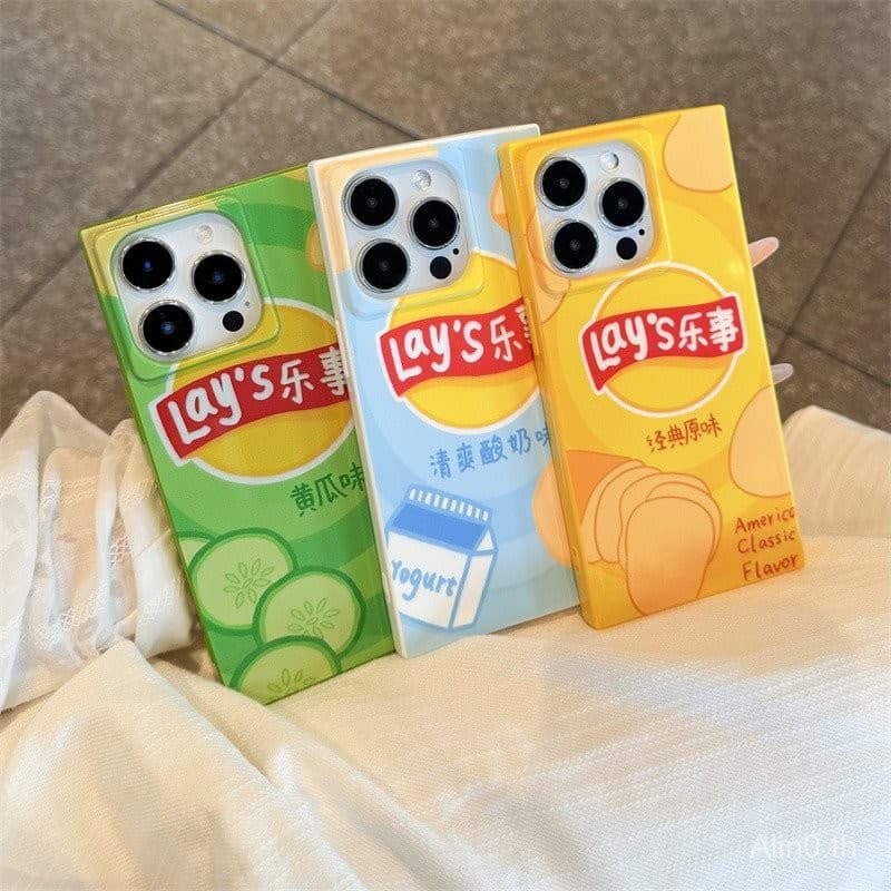 เคสโทรศัพท์ เหมาะสําหรับ iPhone 11 12 13 14 15 16 Pro max Plus Potato Chips Square Soft Case รวมทุกอย่างหลุมขนาดใหญ่ป้องกันกรณีเชลล์ CBNQ - รูปที่ 1