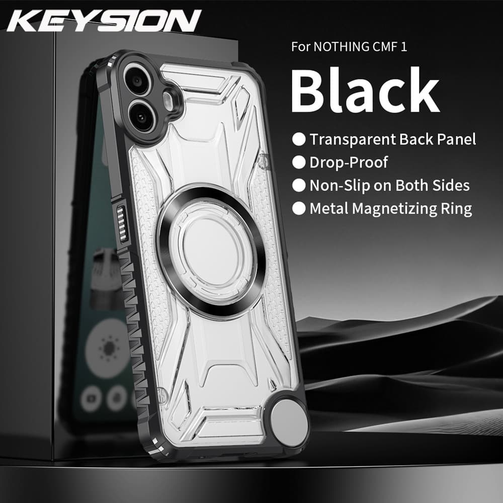 KEYSION แม่เหล็กโปร่งใสสําหรับไม่มีอะไร CMF โทรศัพท์ 1 ซิลิโคน + PC Heavy Duty กันกระแทกฝาครอบโทรศัพท์สําหรับ CMF โทรศัพท์ 1 - รูปที่ 1