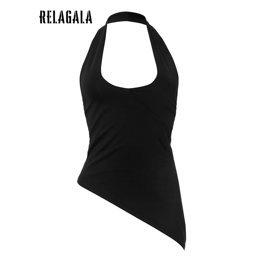 RELAGALA เสื้อยกระดับแบบ Halter Top สตรี สไตล์ Causal สำหรับปี 2025 ทันสมัยและแฟชั่น - รูปที่ 1
