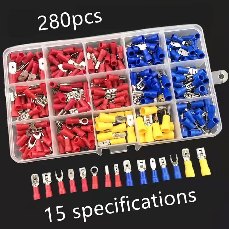 [เซทกล่อง280ชิ้น] หางปลา ขั้วต่อสายไฟ หางปลาต่อสายไฟ 15รูปแบบ - รูปที่ 1