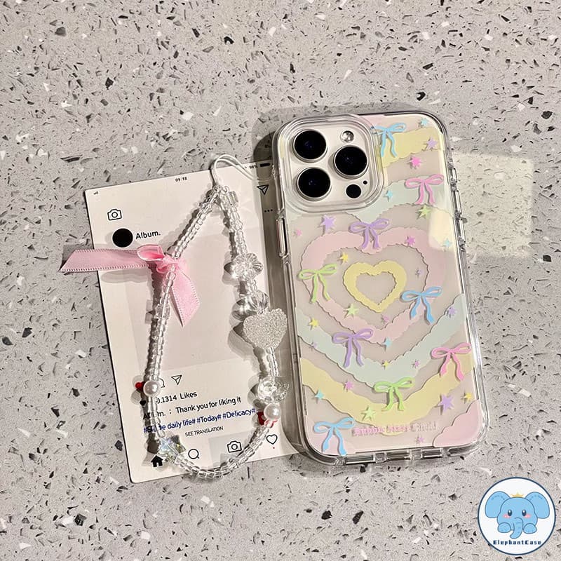 เคสผูกโบว์สีลูกกวาดรูปหัวใจแฟนตาซี Samsung A35 A15 A06 A32 A05 A55 A02s A52 A13 A11 A30 A03s A51 A14 A03 A10s A05SA50 - รูปที่ 1
