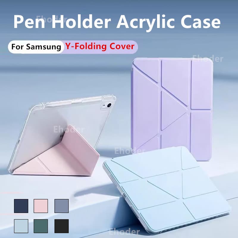 อะคริลิคปากกาสําหรับ Samsung Tab S10FE + A8 A9 Plus 11 นิ้ว S6 S10 Lite S7 S8 S9 S10 FE PU หนัง Hard Back Stand สําหรับ S7FE S7+ S8+ S9+ S9FE + S9FE + S9FE + S9FE + S9FE + S9FE + S9FE + S9FE + S9FE + S9FE + - รูปที่ 1
