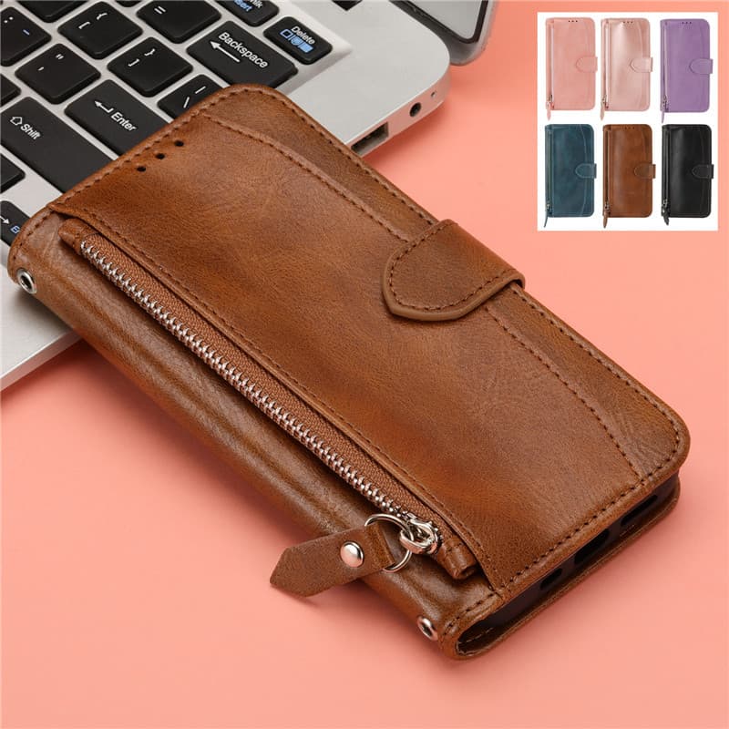 ปลอกร้อนสําหรับ ไอโฟน 16 15 14 บวก 13 12 11 มือโปร สูงสุด สีน้ําตาลซิปพลิกยืนกระเป๋าสตางค์หนังกรณีปก - รูปที่ 1