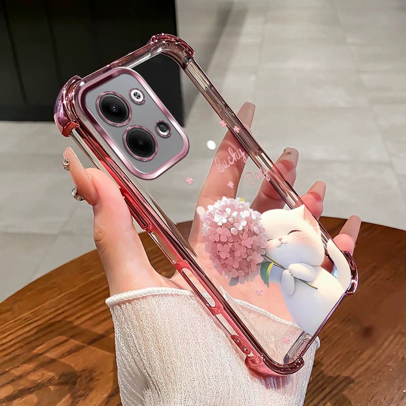 สําหรับ OPPO reno 9 10 11 12 13 Pro reno 11f 12F 13F 5G เคสโทรศัพท์ Lucky Cat สี่มุมซิลิโคน TPU โปร่งใส Soft Shell XYM - รูปที่ 1