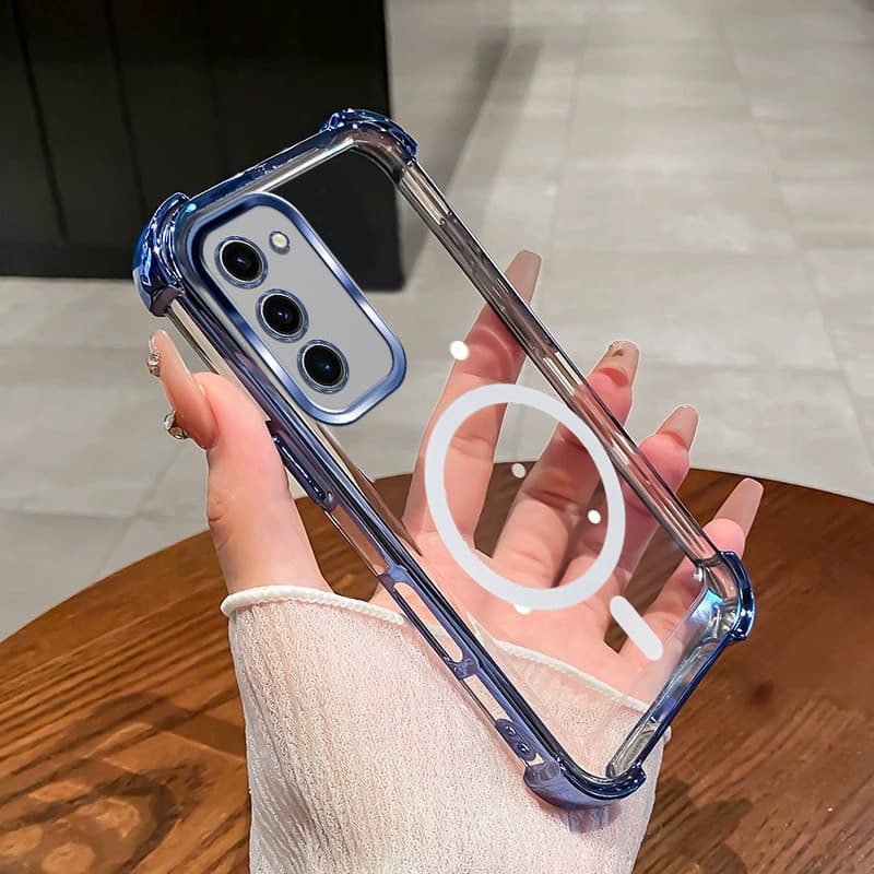เคสสําหรับ Samsung A02S A03S แม่เหล็กไร้สายโปร่งใสสี่มุมดูดซับแรงกระแทกเลนส์ป้องกันเคสโทรศัพท์ SJSFDDR - รูปที่ 1