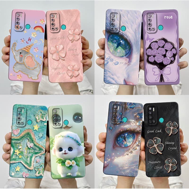 สําหรับ Tecno Pouvoir 4 Pro LC7 LC8 กรณีความงามสวยผีเสื้อซิลิโคนกันกระแทก Soft TPU สําหรับ Tecno Pouvoir 4 Coque LC7 LC8 เคสโทรศัพท์ - รูปที่ 1