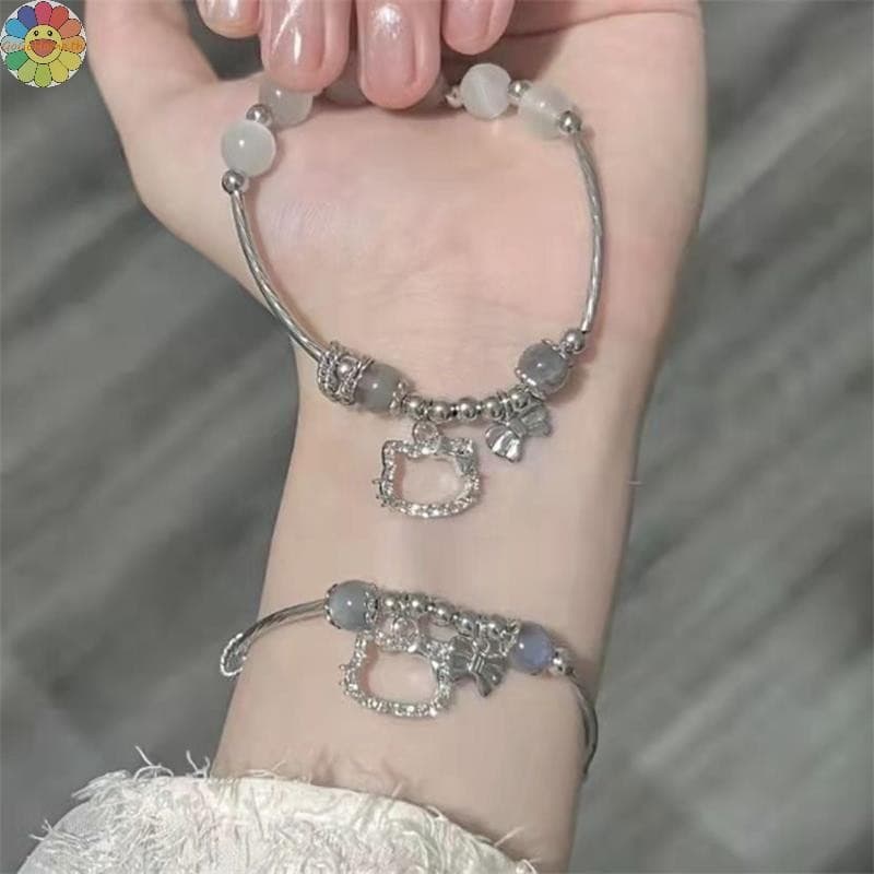 GOGO การ์ตูน Sanrio เครื่องประดับน่ารักโบว์ Hello Kitty สร้อยข้อมือ Girly Heart Simple หวานลูกปัดสร้อยข้อมือ Elegant อุปกรณ์เสริมของขวัญวันเกิด TH - รูปที่ 1