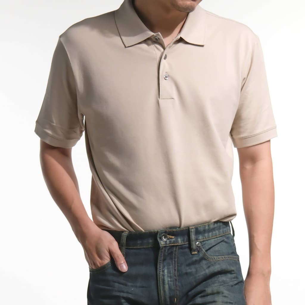 era-won เสื้อโปโลแขนสั้น ทรงสลิม Polo Shirt สี Beige - รูปที่ 1