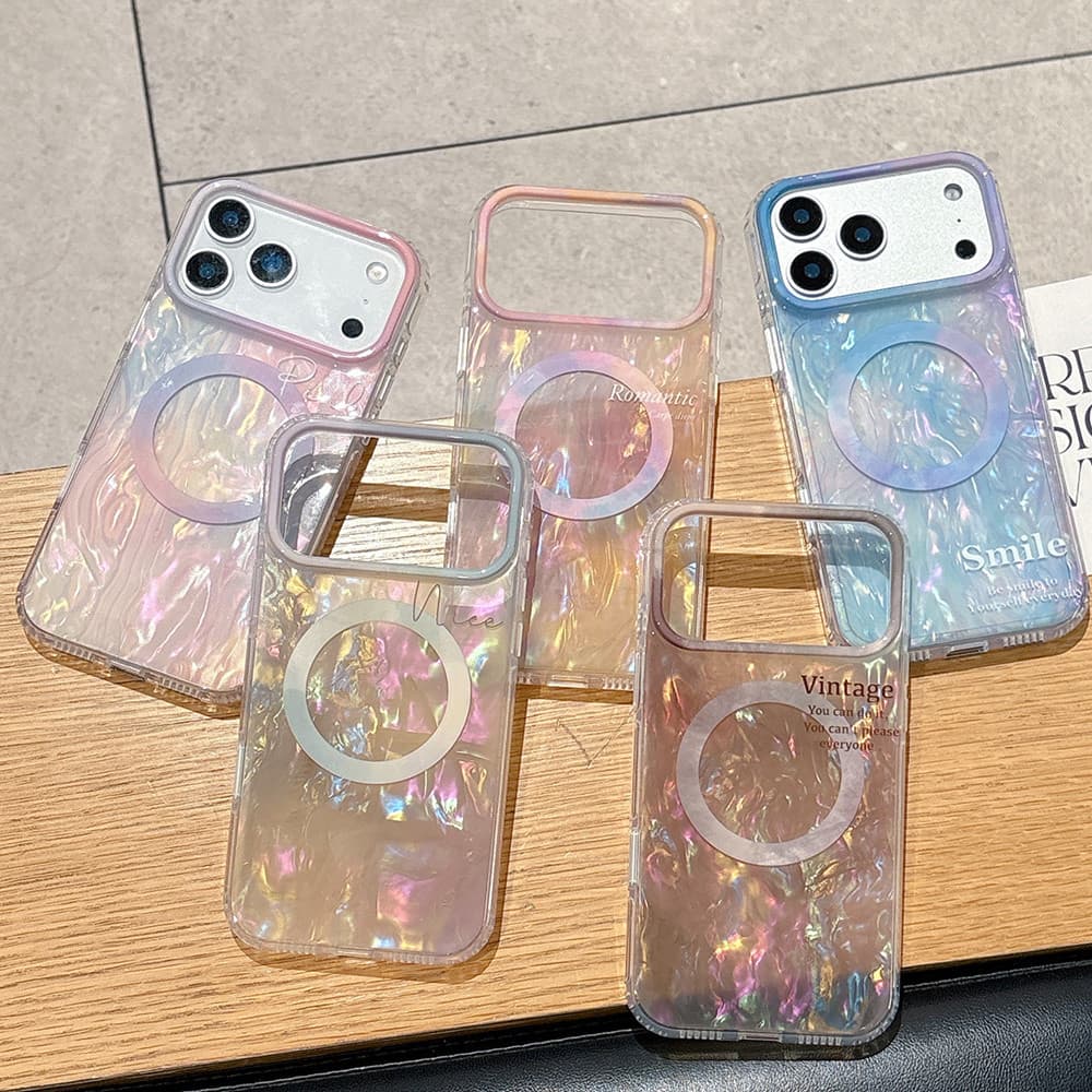 Magnetic Halation Shellรูปแบบอะคริลิคเคสโทรศัพท์สําหรับiPhone 17 Pro Max 16 15 14 13 กันกระแทกป้องกันปลอก - รูปที่ 1