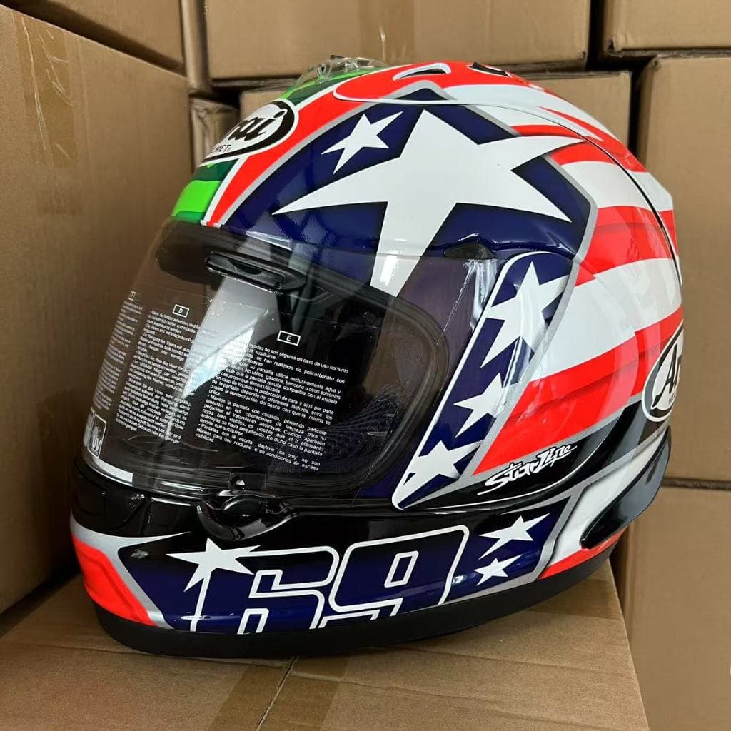 ReadyStockARAI RX7 RR5 Haydn Watermelon หมวกกันน็อคมอเตอร์ไซค์หมวกกันน็อคเต็มขี่โลโก้สีป้องกันการล่มสลาย - รูปที่ 1