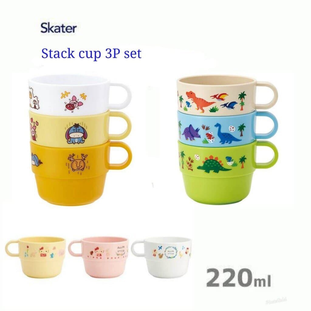 NEW เพิ่มลายใหม่ Skater - Stacking cup 3P set ชุดแก้วน้ำมีหูจับ 3 ใบ ขนาด 220 ml. - รูปที่ 1