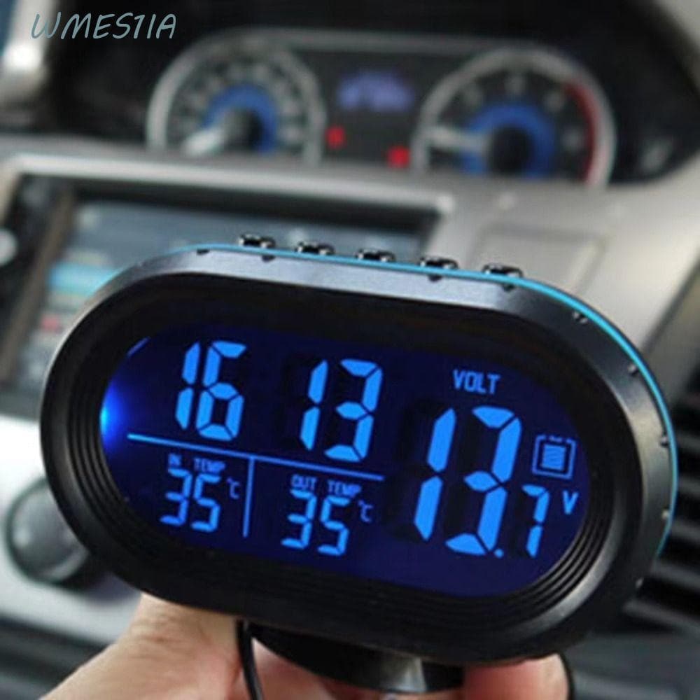 WMES1 Digital Auto Car Temperature, 12 V-24 V Backlight รถแบตเตอรี่แรงดันไฟฟ้าโวลต์เครื่องทดสอบโวลต์มิเตอร์,นาฬิกา Freeze Alert Dual อุณหภูมิจอแสดงผลรถโวลต์มิเตอร์เครื่องวัดอุณหภูมิ - รูปที่ 1