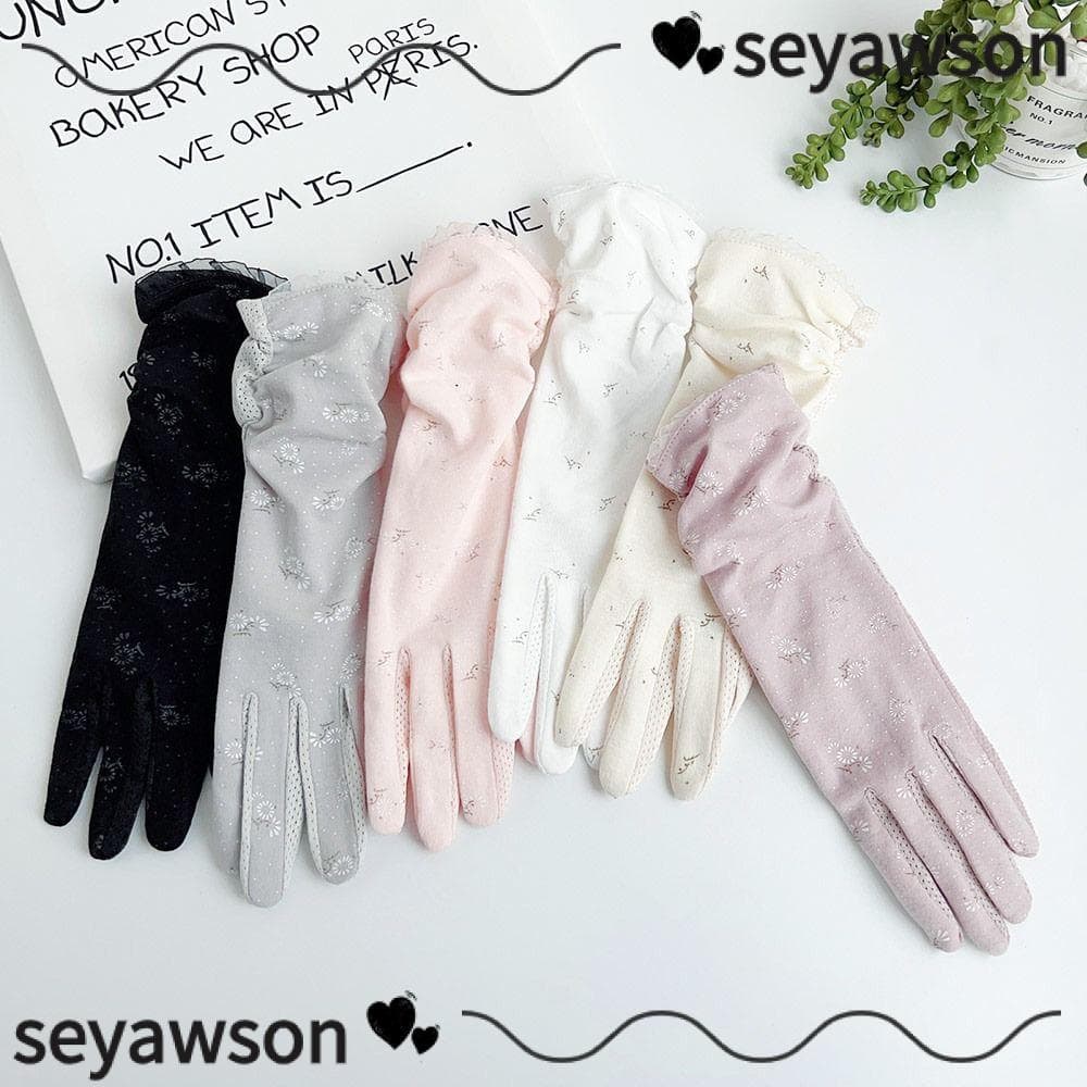 ถุงมือ 여름สำหรับผู้หญิง ทำจากผ้าไหมน้ำแข็ง ป้องกันแสงแดด - รูปที่ 1