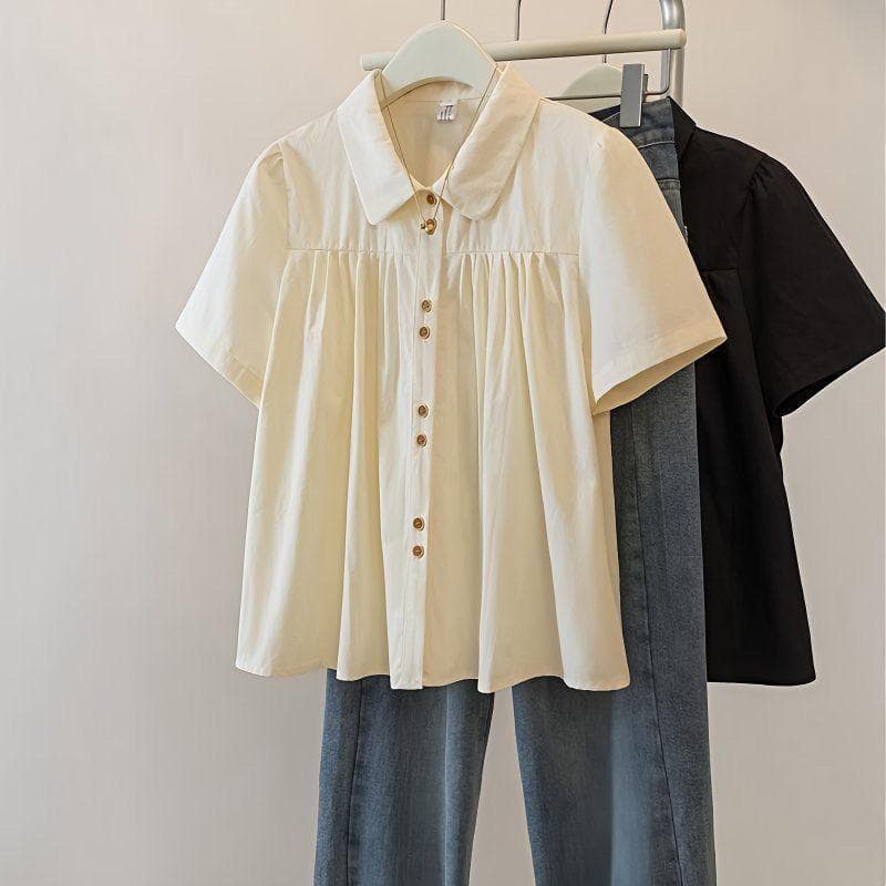 [ไซส์พิเศษ] เสื้อท็อปส์ผู้หญิงแขนสั้น สวมใส่ง่าย สำหรับไซส์ 40-150 กก. - รูปที่ 1