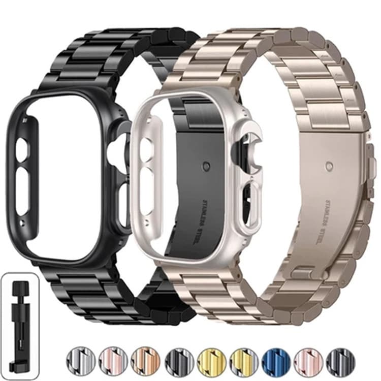 เคส พีซี + สายสแตนเลสสําหรับ แอปเปิล ดู 46 มม. 42 มม. 44 มม. 45 มม. 41 มม. 40 มม. สายโลหะสแตนเลสสําหรับ ฉันดู ชุด 11 10 9 8 7 6 กับ 5 4 - รูปที่ 1