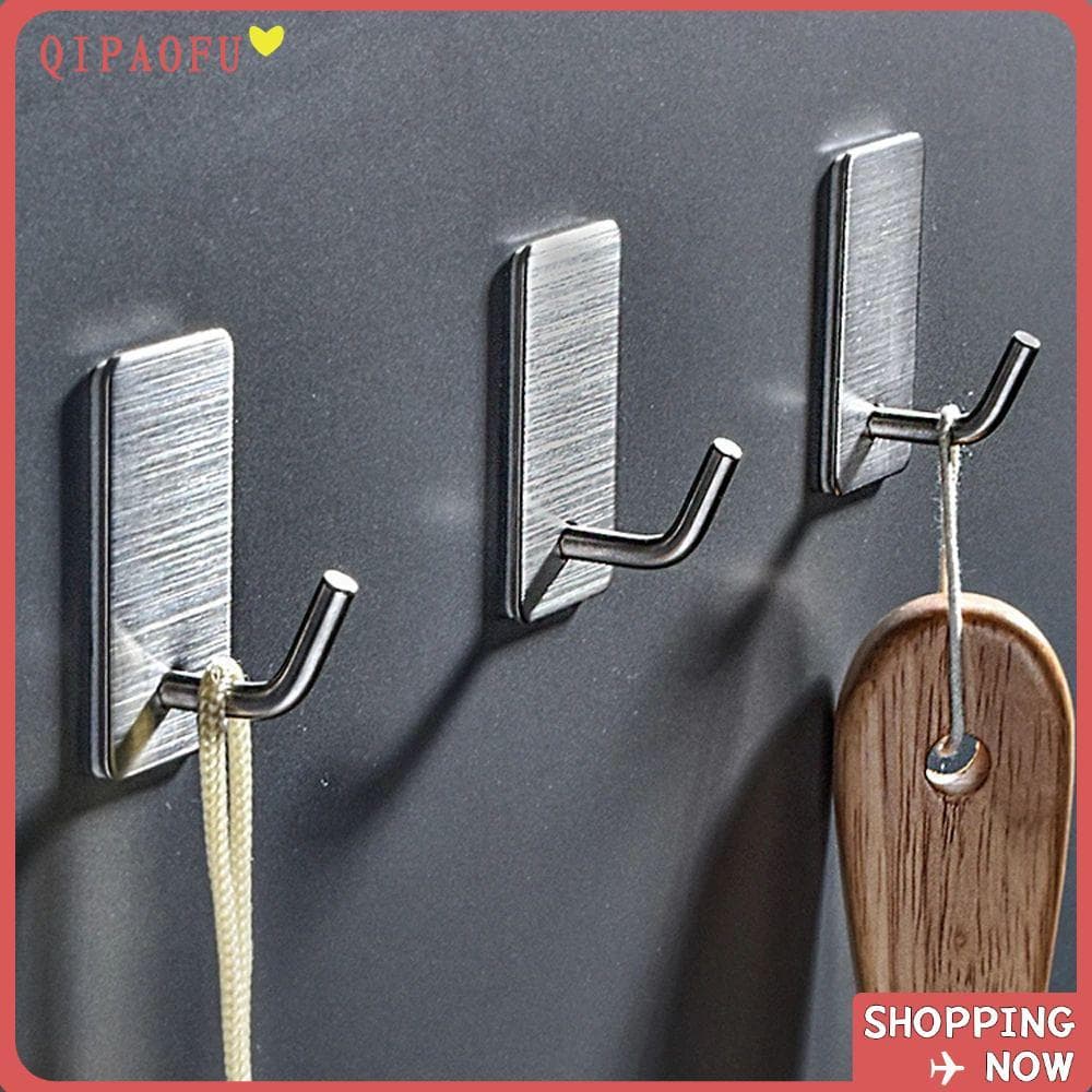 QIPAOFU ตะขอติดผนังเหนียวทนทานไม่มีที่เก็บไม้แขวนเสื้อ - รูปที่ 1