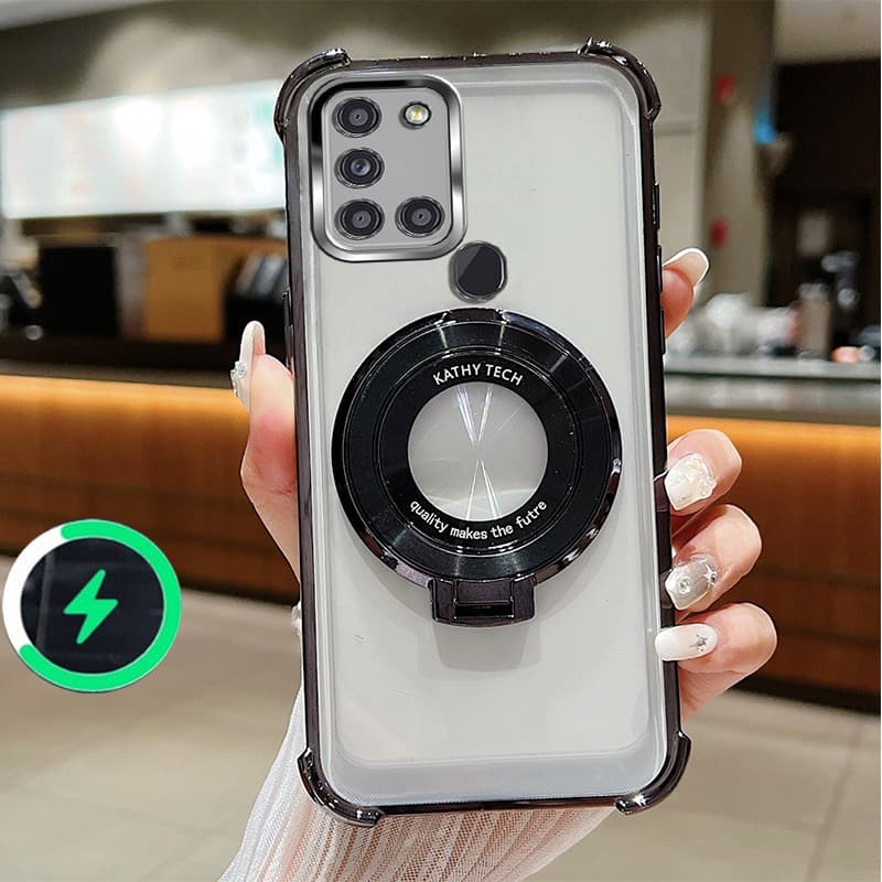 เหมาะสําหรับ Samsung A21S A31 A20S เคสโทรศัพท์สี่มุม anti drop CD ที่วางโทรศัพท์โปร่งใส soft shell 025 - รูปที่ 1