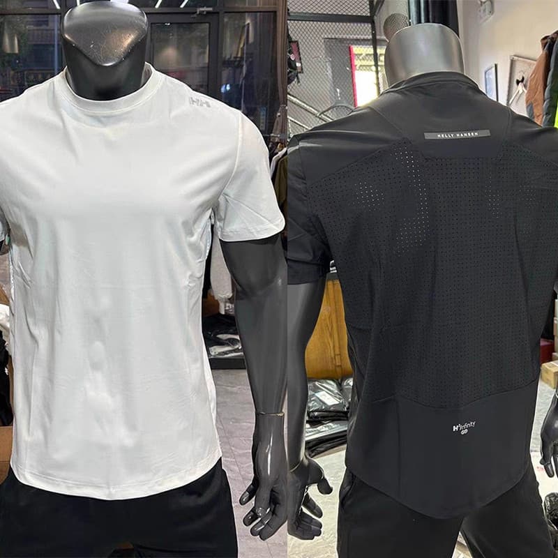 เสื้อวิ่งออกกําลังกายของผู้ชาย: เสื้อยืดตาข่ายระบายอากาศแห้งเร็วสําหรับฝึกกีฬากลางแจ้งการออกแบบแขนสั้นในสีขาว/สีดํา | เหมาะสําหรับยิมและกรีฑา - รูปที่ 1